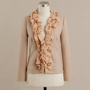 J. Crew Women's Dusty Blossom Chimera Wool Jacket Silk Ruffle Front Blazer Sz 6